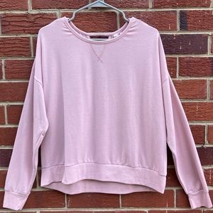 ADRIENE VITTADINI SPORT ROSE PINK LONG SLEEVE SWEATER WITH CRISSCROSS OPEN BACK